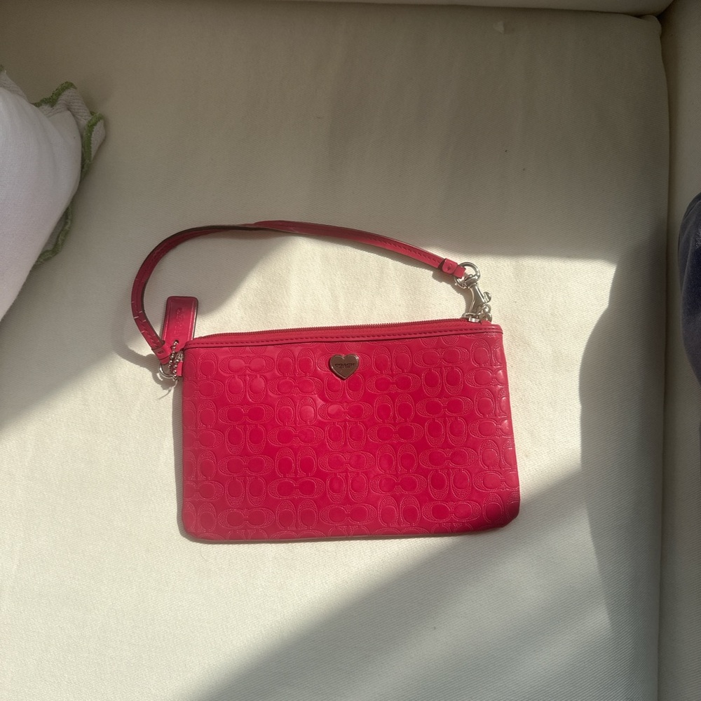 Coach Hot Pink Patent Wristlet